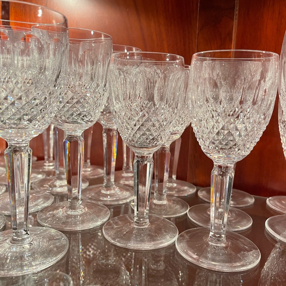Waterford Colleen Tall Stem Water Glasses Set Of 6 Glasses.